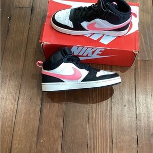 Black & Pink Nike Court Borough Mid 2 Big Kids